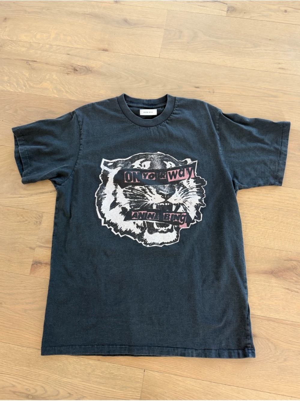 Anine Bing Washed Black Tiger Tee